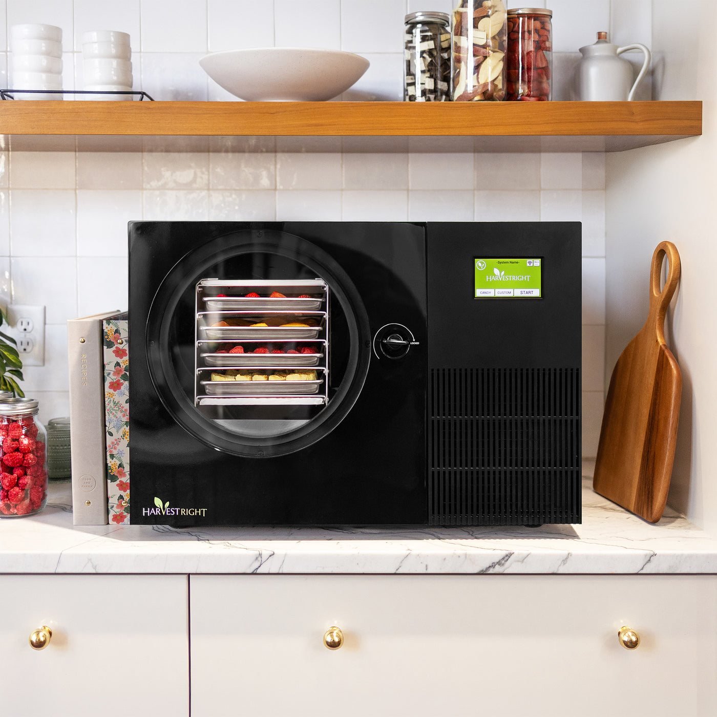 Black Countertop 360 freeze dryer on a kitchen counter